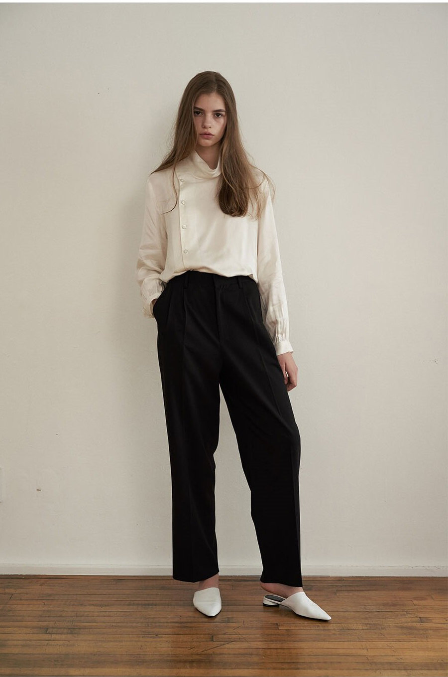 Asymmetrical button-down turtleneck shirt - Image 4