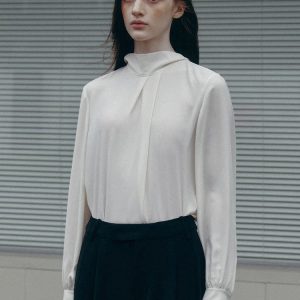 Ivory turtleneck slim-fit shirt